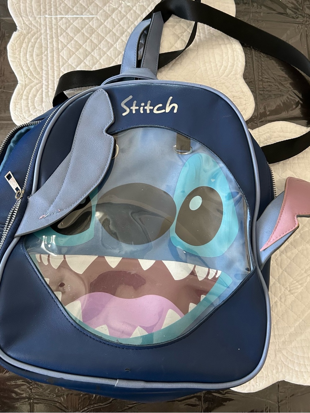 Disney Stitch Clear Face Mini Backpack - Navy Blue